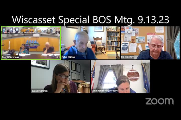 Thumbnail image for Wiscasset Special Select Board Meeting - September 13, 2023
