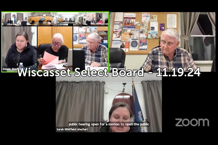 Thumbnail image for Wiscasset Select Board - November 19, 2024